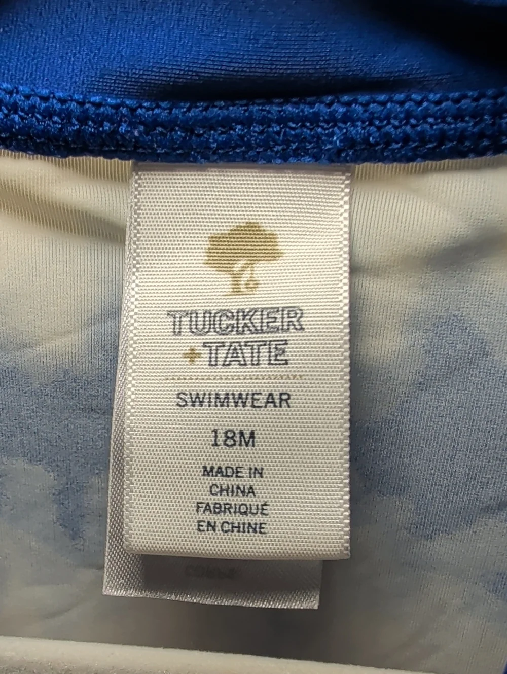 Tucker + Tate One-Piece Zip-Up Swimsuit Blue + White Tie-Dye Boys Size 18M